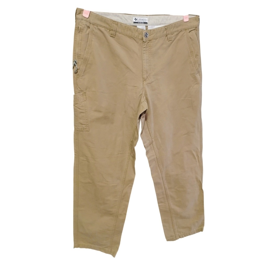 Men's Columbia Khaki Slacks Size 36x32 Cotton Casual Work Pants Christmas‎